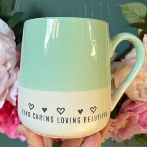 Mint Green and Cream Mug with Heart Design